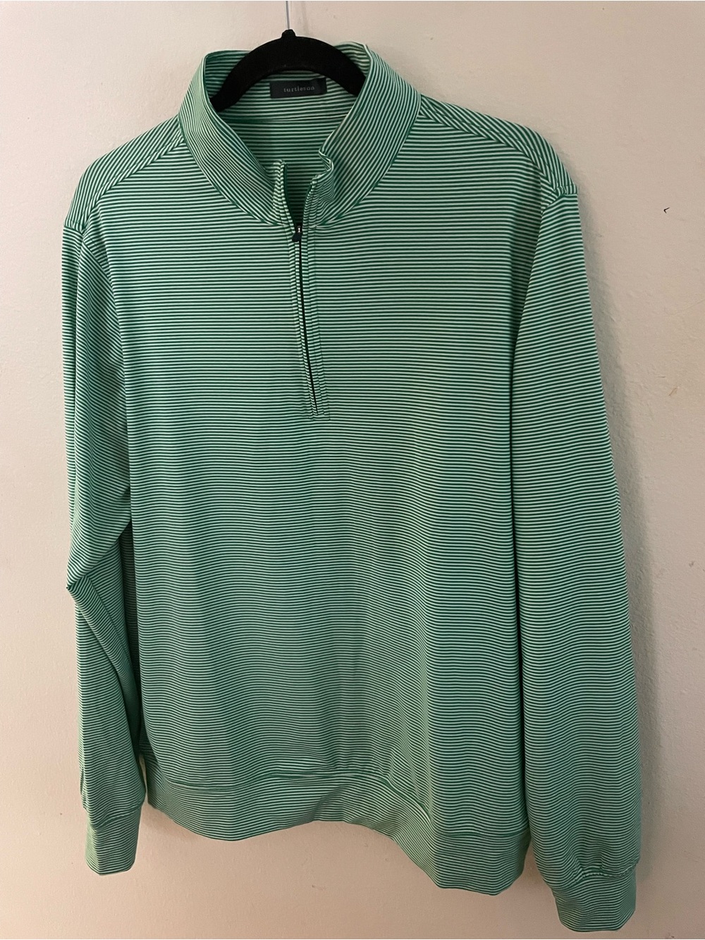 Vineyard Vines Men's Mint Green Striped Quarter-Zip Pullover
